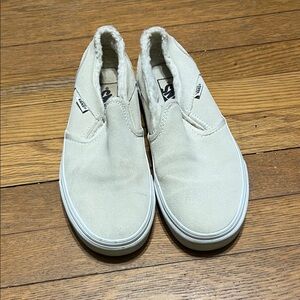 Vans Cream Slip-On Sneakers